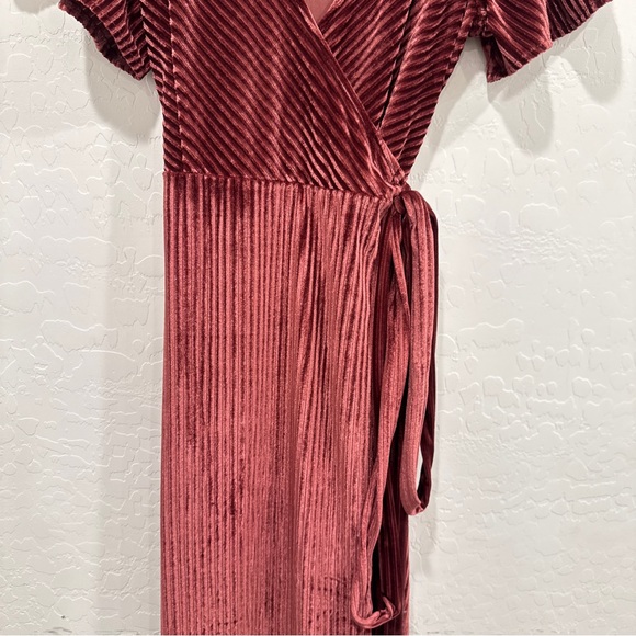 Baltic Born Andi Ribbed Midi Wrap Dress Womens XL Pink-Red Cocktail Party New - Picture 3 of 10